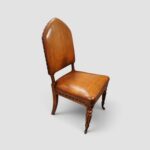 Set of 4 Victorian Gothic Oak Dining Chairs with Leather Seats - Image 7