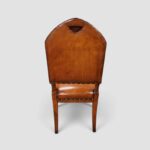 Set of 4 Victorian Gothic Oak Dining Chairs with Leather Seats - Image 5