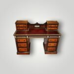 Victorian Thuya & Ebonised Pedestal Desk with Ivory Inlay & Wedgwood Plaques (Jackson & Graham )