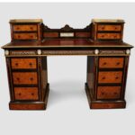 Victorian Thuya & Ebonised Pedestal Desk with Ivory Inlay & Wedgwood Plaques (Jackson & Graham ) - Image 3