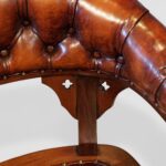 Victorian Mahogany Buttoned Leather Desk Chair – Antique Tub Armchair - Image 7