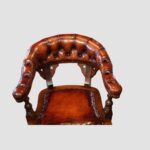 Victorian Mahogany Buttoned Leather Desk Chair – Antique Tub Armchair - Image 6