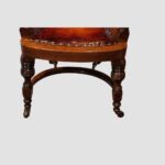 Victorian Mahogany Buttoned Leather Desk Chair – Antique Tub Armchair - Image 4