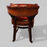 Victorian Mahogany Buttoned Leather Desk Chair – Antique Tub Armchair - Image 3