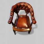 Victorian Mahogany Buttoned Leather Desk Chair – Antique Tub Armchair - Image 2