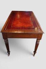 Victorian Mahogany Partners Writing Table with Red Hide Leather Top - Image 6