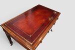 Victorian Mahogany Partners Writing Table with Red Hide Leather Top - Image 2