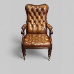 William IV Leather Reading Chair – Antique Mahogany Library Armchair c.1830–1840 - Image 2