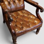 William IV Leather Reading Chair – Antique Mahogany Library Armchair c.1830–1840 - Image 6