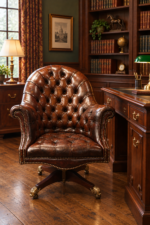 Vintage desk chair with studded detailing