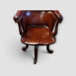 Edwardian Mahogany & Leather Desk Chair - Image 3