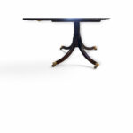 Mahogany dining table showing pedestal bases