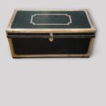 Regency Green Leather Brass‑Bound Trunk – Antique Brass‑Studded Chest c.1810