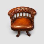 Victorian leather buttoned revolving desk chair