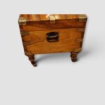 Large antique camphor wood blanket chest with brass bindings