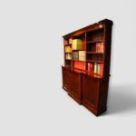Edwardian open front bookcase with three cupboard doors