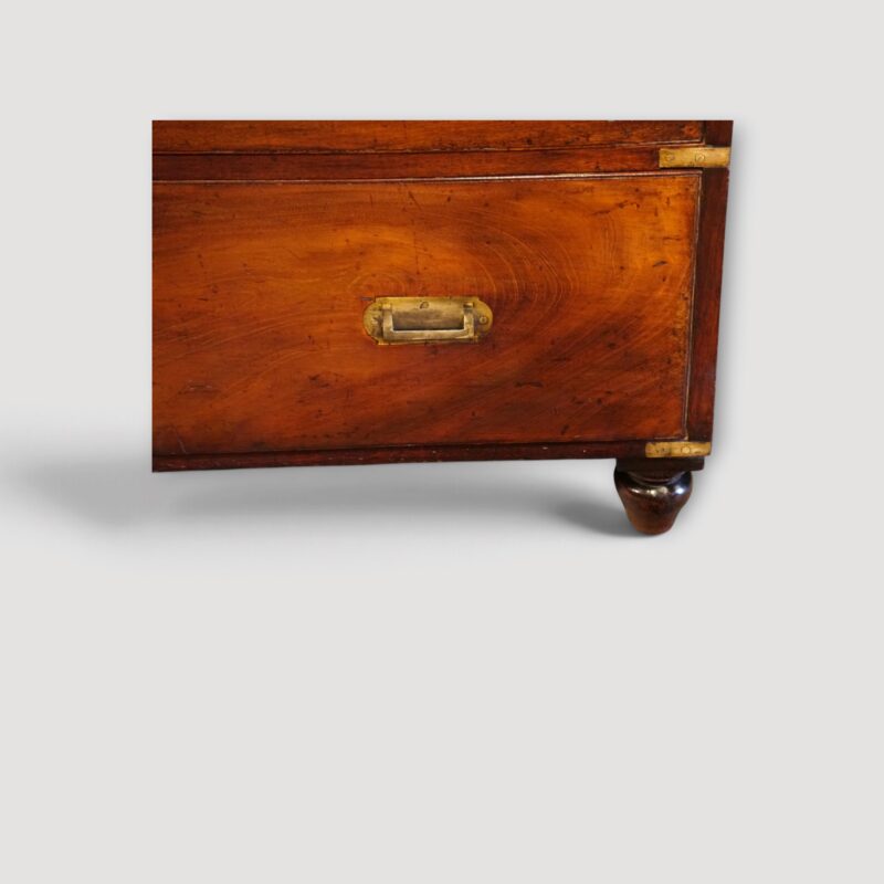 Antique campaign chest with recessed brass handles