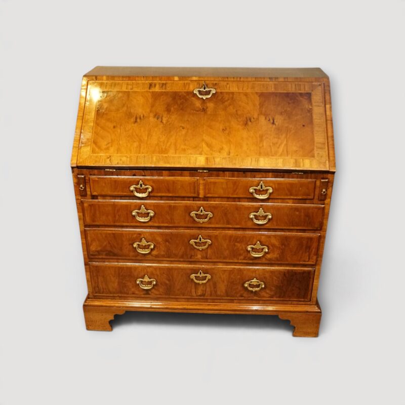 George II walnut bureau circa 1740 with fitted interior and fall-front writing desk