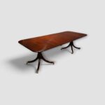 Georgian Style Mahogany Twin‑Pillar Dining Table with Leaves