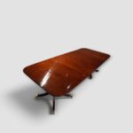 Georgian Style Mahogany Twin‑Pillar Dining Table with Leaves at angle