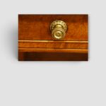 Burr satinwood sofa table showing rich figured grain and drawers