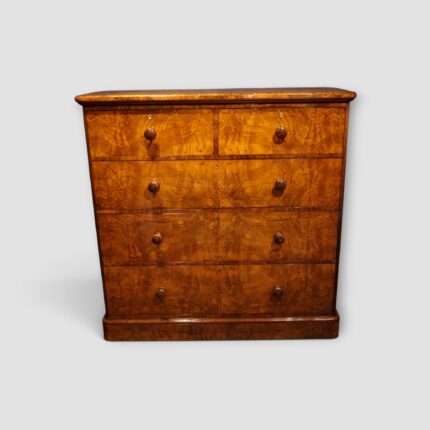 Victorian burr walnut chest of drawers with superb figured walnut veneers