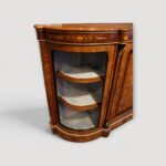 Quality Victorian burr walnut credenza with storage and display space.