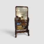 Victorian mahogany cheval mirror with brass sconces